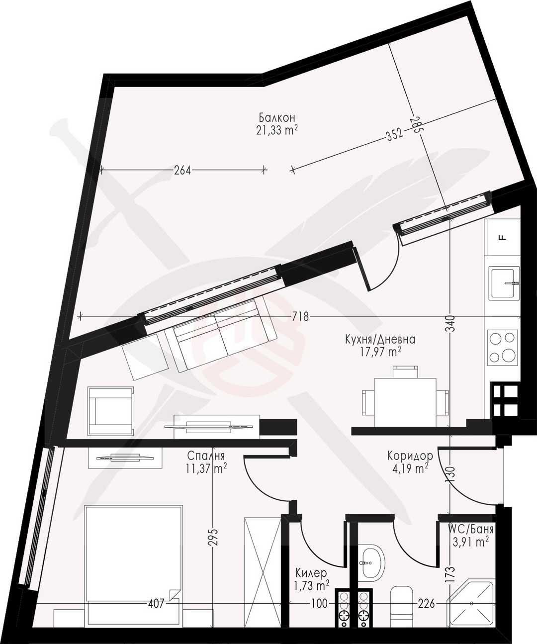 Двустаен апартамент в Варна, Възраждане 1 - 89 кв.м за 1144 €/кв.м - Снимка #1
