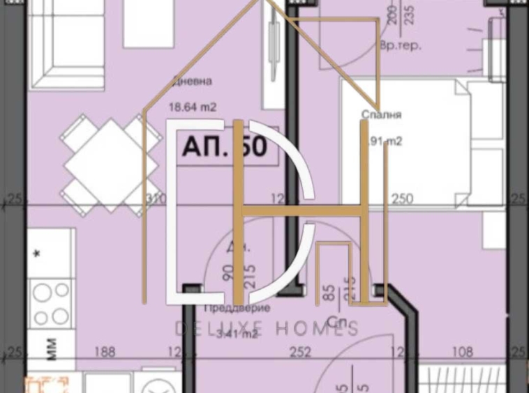 Двустаен апартамент в Пловдив, Гагарин - 57 кв.м за 1316 €/кв.м - Снимка #1