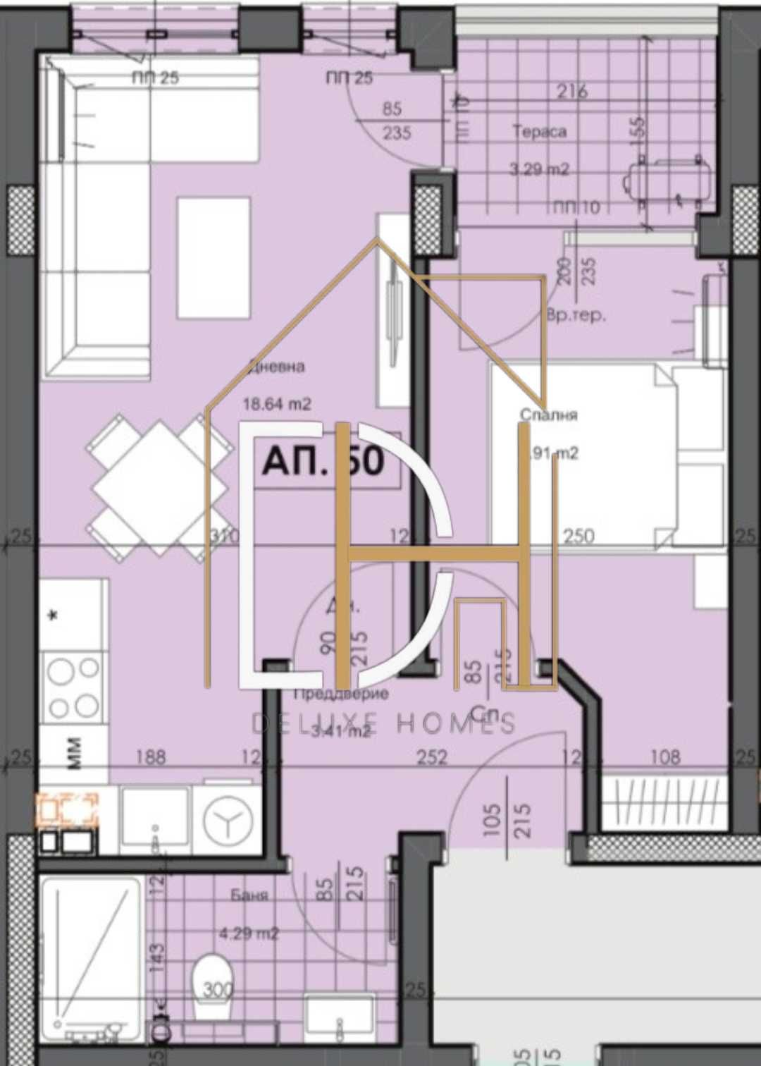 Двустаен апартамент в Пловдив, Гагарин - 57 кв.м за 1316 €/кв.м - Снимка #1