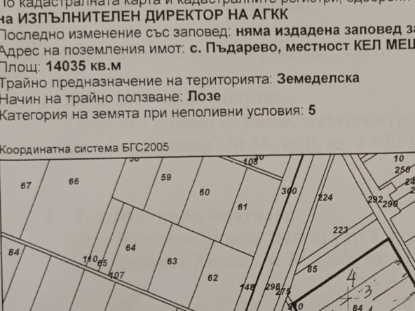 Земеделски имот в с. Пъдарево, Област Сливен -  кв.м за 1421 €/дка - Снимка #1