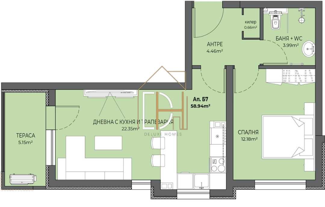 Двустаен апартамент в Пловдив, Остромила - 66 кв.м за 1099 €/кв.м - Снимка #1
