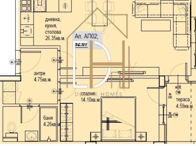 Двустаен апартамент в Пловдив, Остромила - 71 кв.м за 1200 €/кв.м - Снимка #1