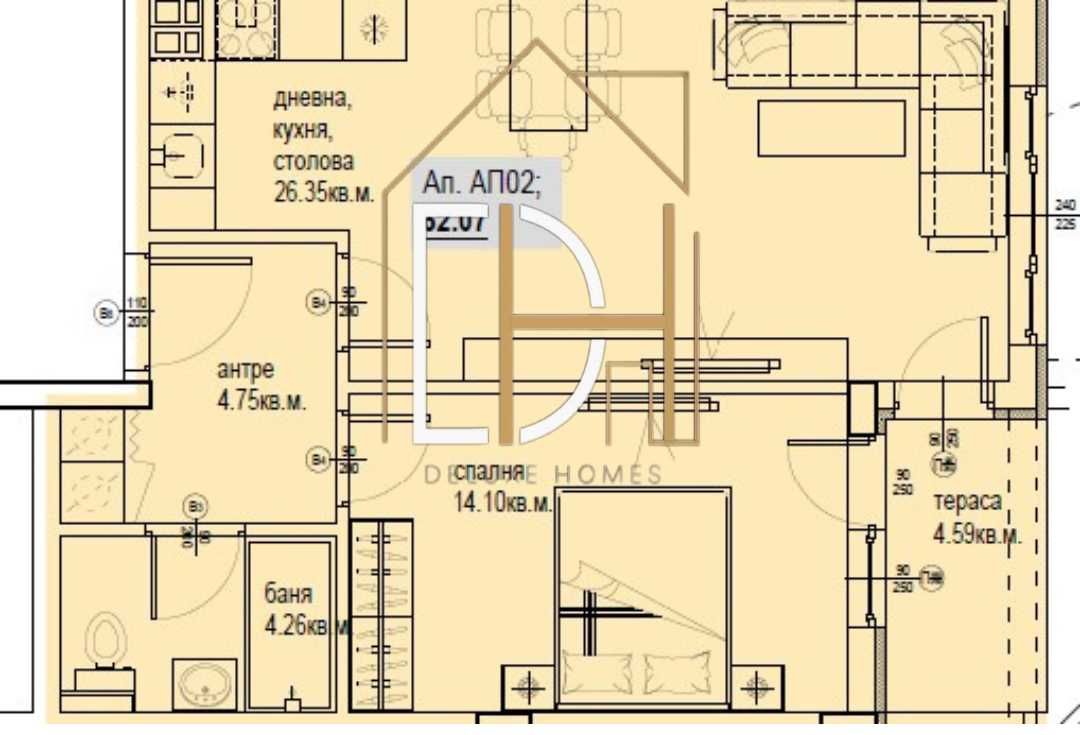 Двустаен апартамент в Пловдив, Остромила - 71 кв.м за 1200 €/кв.м - Снимка #1