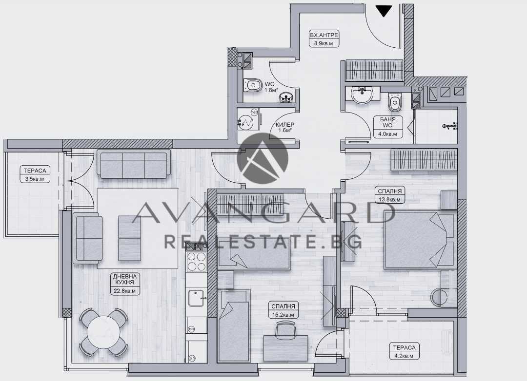 Тристаен апартамент в Пловдив, Кършияка - 104 кв.м за 1346 €/кв.м - Снимка #1