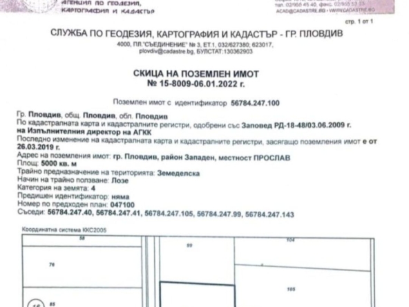 Парцел в Пловдив, Прослав - 5000 кв.м за 20 €/кв.м - Снимка #1