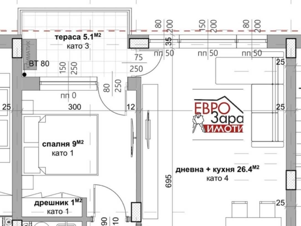 Двустаен апартамент в Стара Загора, Център - 67 кв.м за 1254 €/кв.м - Снимка #1