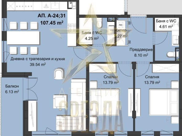 Тристаен апартамент в Пловдив, Христо Смирненски - 132 кв.м за 1297 €/кв.м - Снимка #1