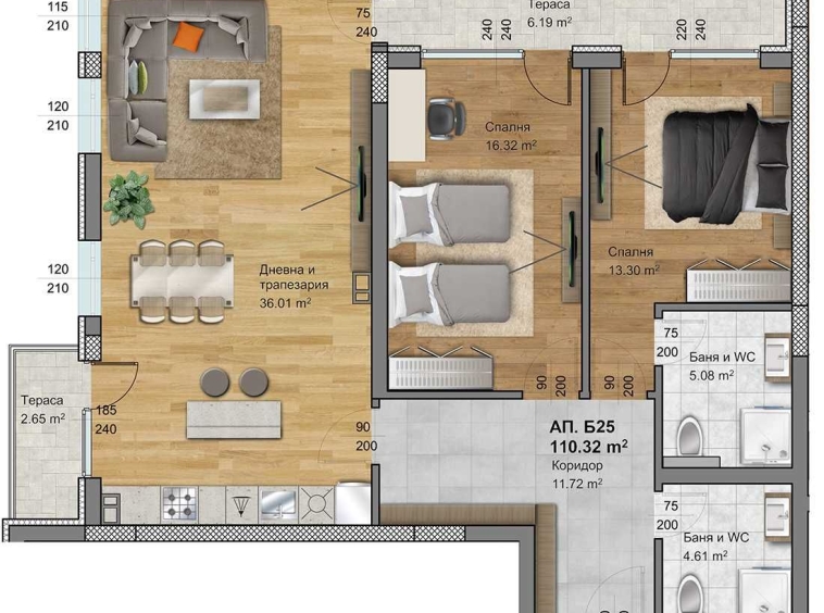 Тристаен апартамент в Пловдив, Кючук Париж - 133 кв.м за 864 €/кв.м - Снимка #1