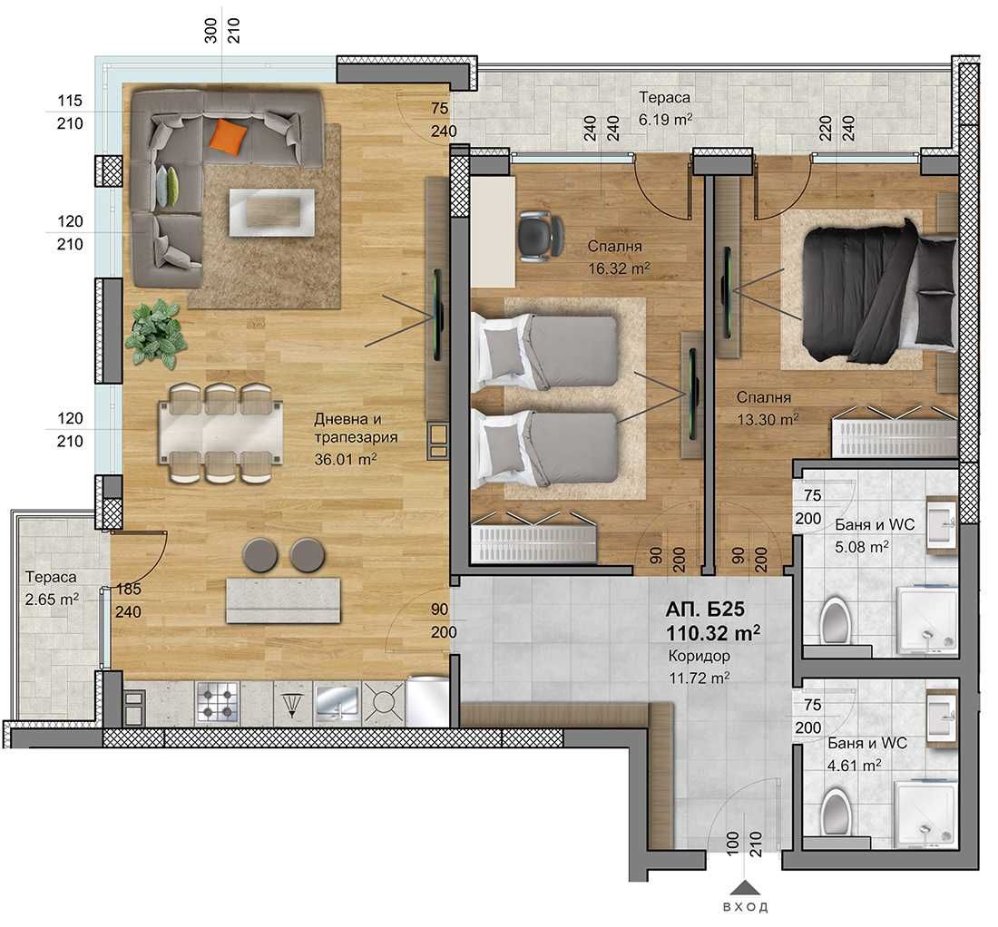 Тристаен апартамент в Пловдив, Кючук Париж - 133 кв.м за 864 €/кв.м - Снимка #1