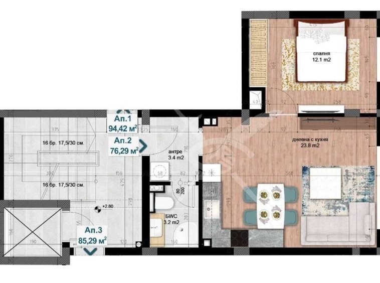 Двустаен апартамент в Пловдив, Кършияка - 88 кв.м за 1045 €/кв.м - Снимка #1