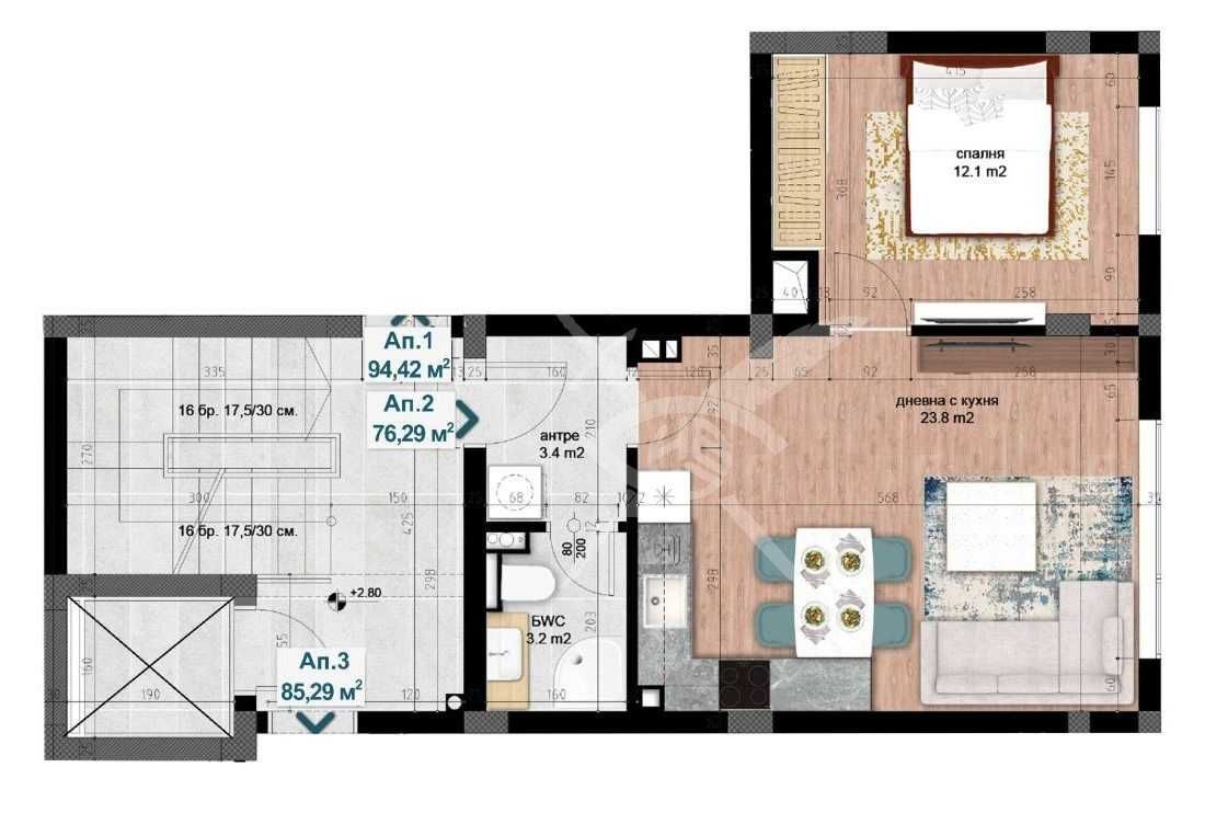 Двустаен апартамент в Пловдив, Кършияка - 88 кв.м за 1045 €/кв.м - Снимка #1