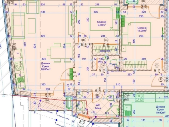 Тристаен апартамент в Варна, Левски - 100 кв.м за 1326 €/кв.м - Снимка #1
