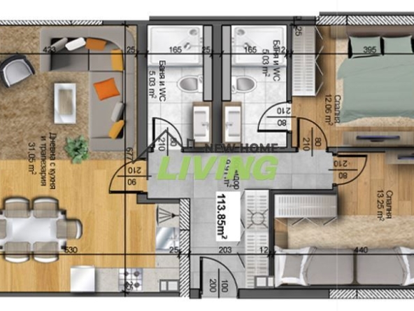 Тристаен апартамент в Пловдив, Христо Смирненски - 114 кв.м за 829 €/кв.м - Снимка #1