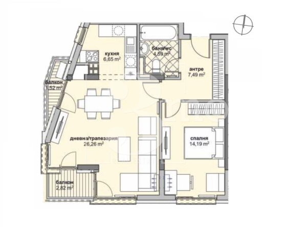 Двустаен апартамент в София, Люлин 6 - 91 кв.м за 1448 €/кв.м - Снимка #1