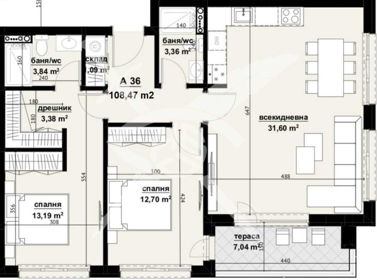 Тристаен апартамент в Бургас, Изгрев - 108 кв.м за 1112 €/кв.м - Снимка #1