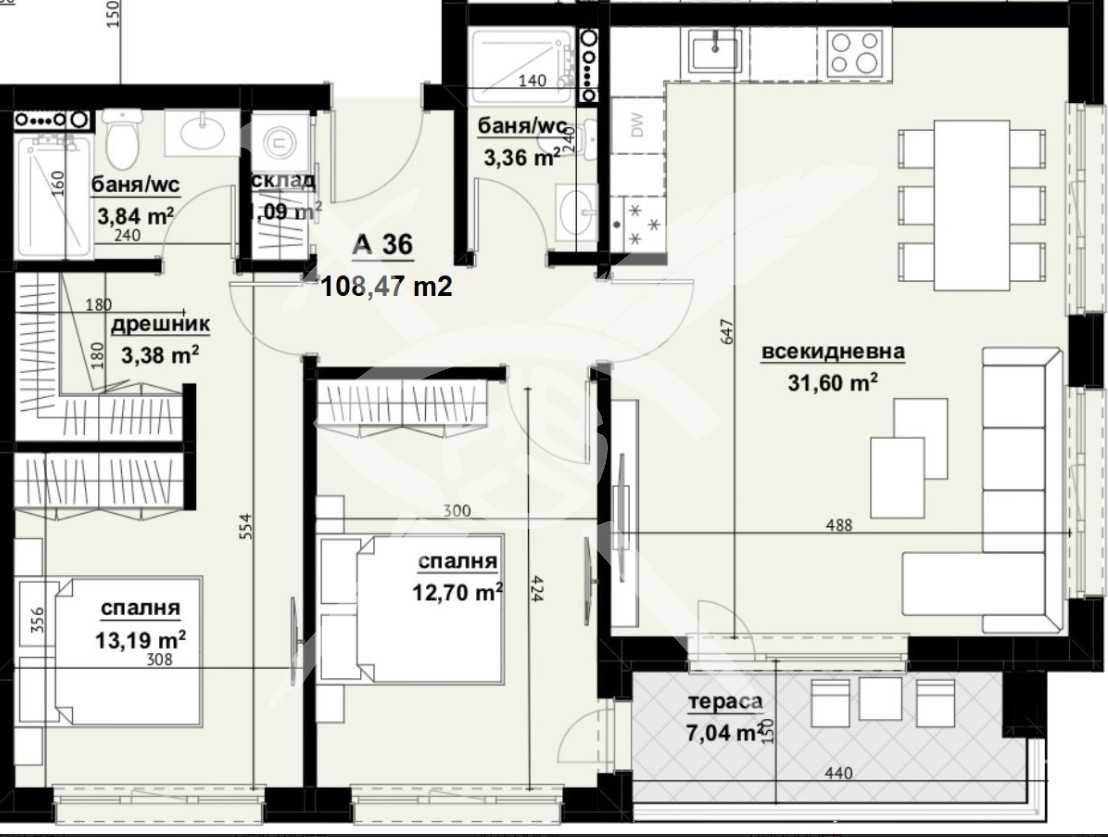 Тристаен апартамент в Бургас, Изгрев - 108 кв.м за 1112 €/кв.м - Снимка #1