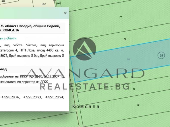 Парцел в с. Марково, Област Пловдив - 4400 кв.м за 13 €/кв.м - Снимка #1