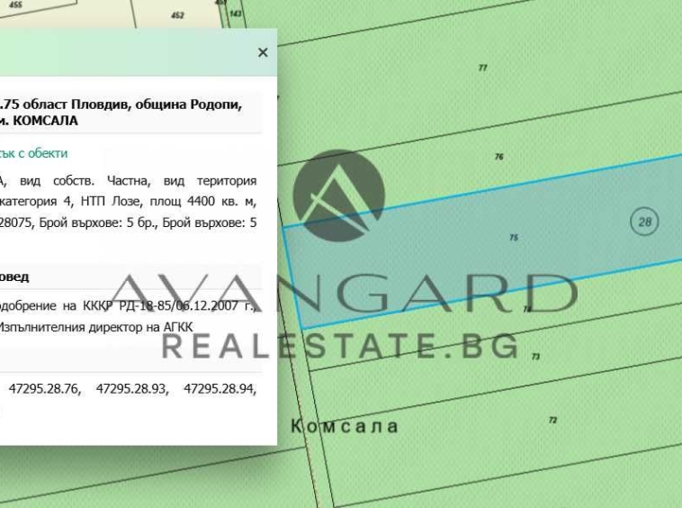 Парцел в с. Марково, Област Пловдив - 4400 кв.м за 13 €/кв.м - Снимка #1