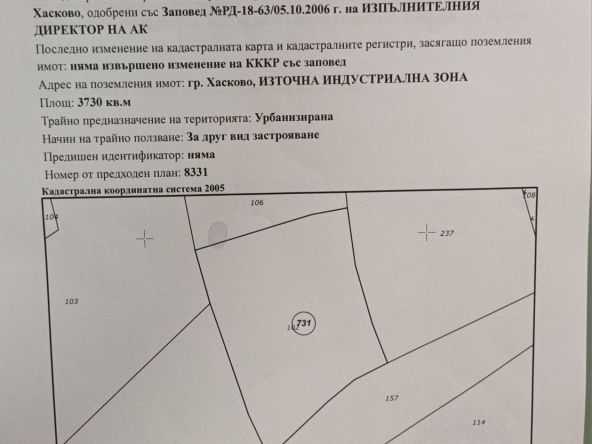 Парцел в Хасково, Промишлена зона - Изток - 3730 кв.м за 52 €/кв.м - Снимка #1