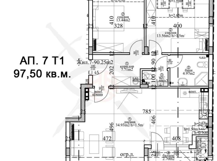Тристаен апартамент в Варна, Гръцка махала - 139 кв.м за 1503 €/кв.м - Снимка #1