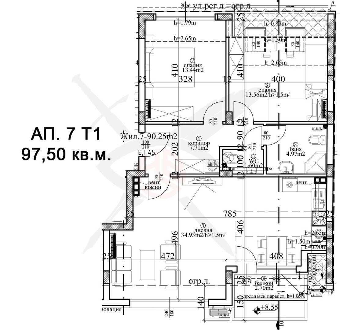 Тристаен апартамент в Варна, Гръцка махала - 139 кв.м за 1503 €/кв.м - Снимка #1