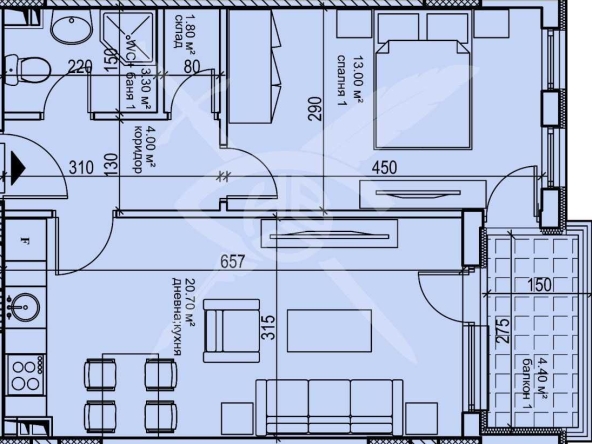 Двустаен апартамент в Пловдив, Кършияка - 63 кв.м за 721 €/кв.м - Снимка #1