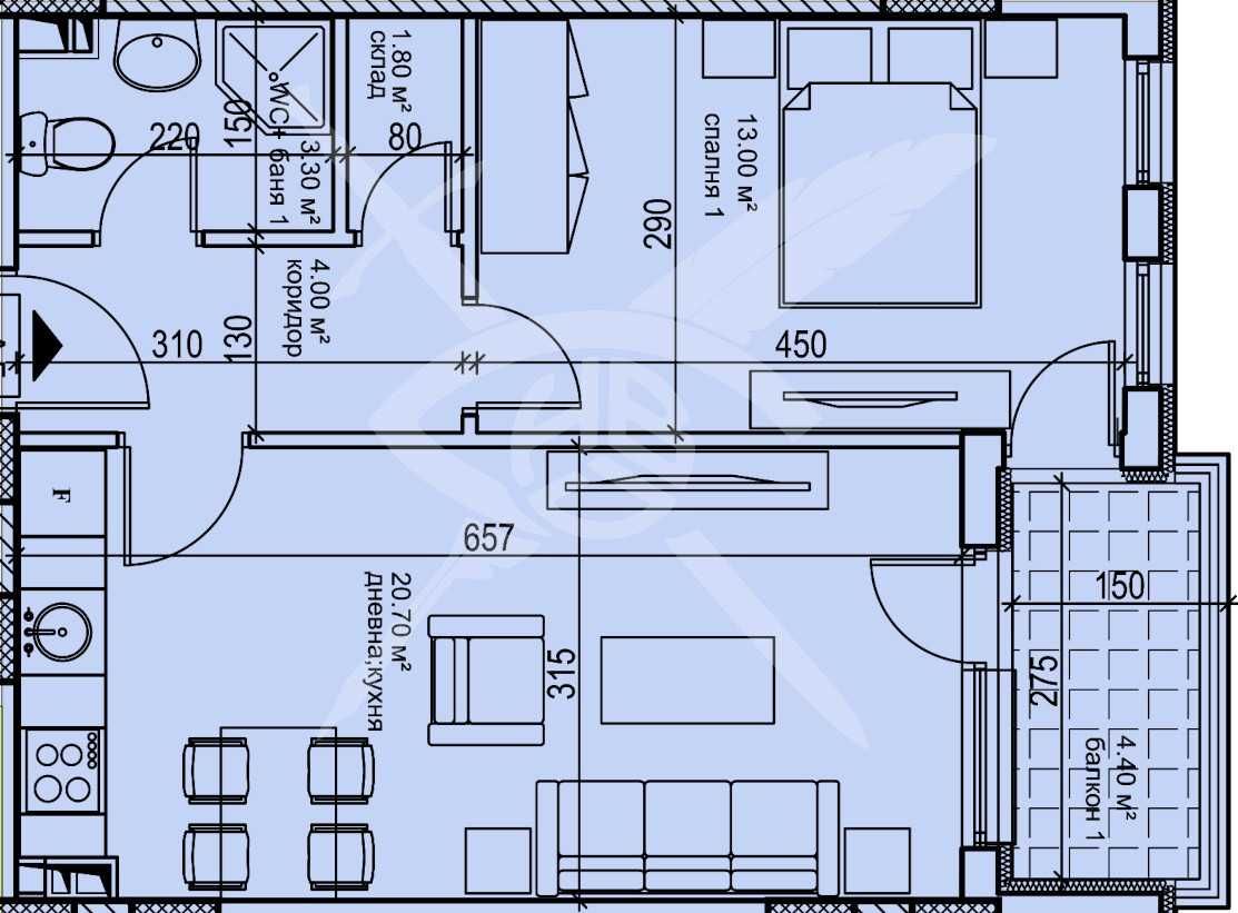 Двустаен апартамент в Пловдив, Кършияка - 63 кв.м за 1413 €/кв.м - Снимка #1