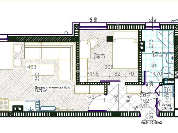 Двустаен апартамент в Пловдив, Христо Смирненски - 52 кв.м за 1336 €/кв.м - Снимка #1