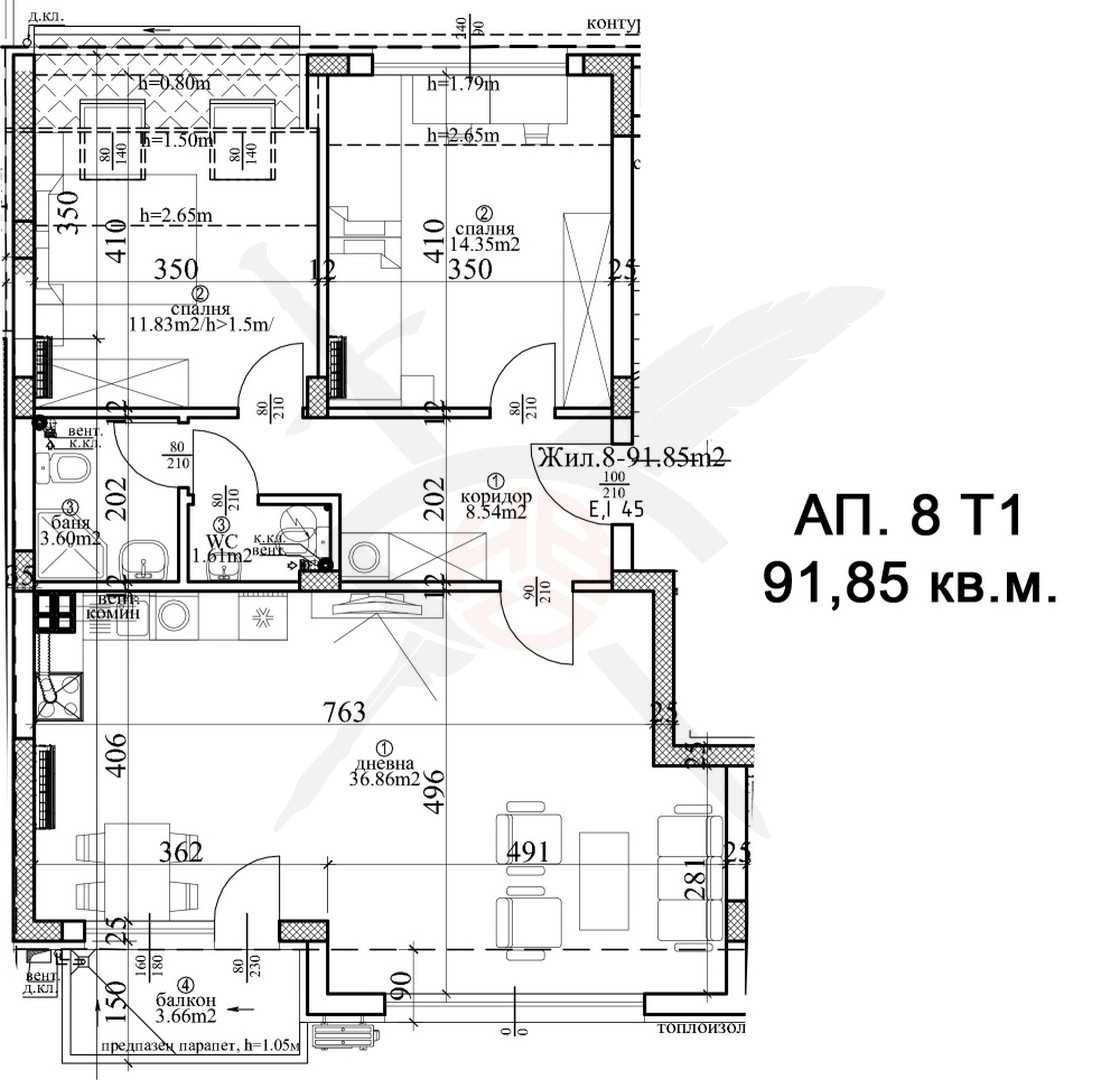 Тристаен апартамент в Варна, Гръцка махала - 141 кв.м за 1502 €/кв.м - Снимка #1