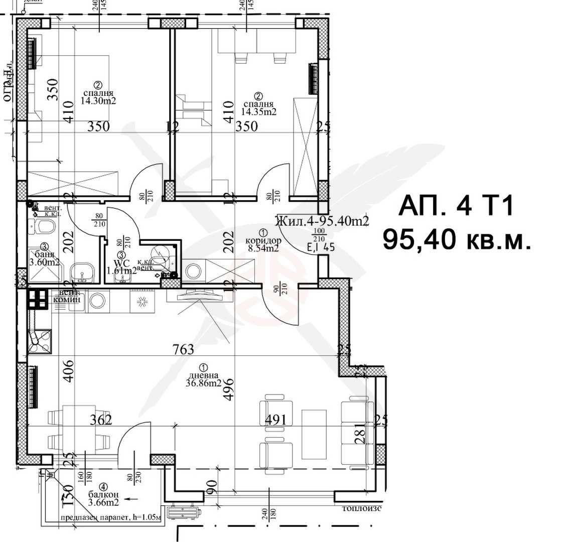 Тристаен апартамент в Варна, Гръцка махала - 148 кв.м за 1503 €/кв.м - Снимка #1