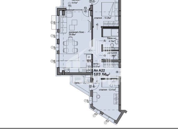 Тристаен апартамент в София, Люлин 5 - 103 кв.м за 1419 €/кв.м - Снимка #1
