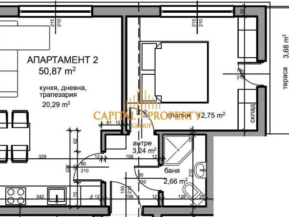 Двустаен апартамент в с. Кранево, Област Добрич - 64 кв.м за 776 €/кв.м - Снимка #1
