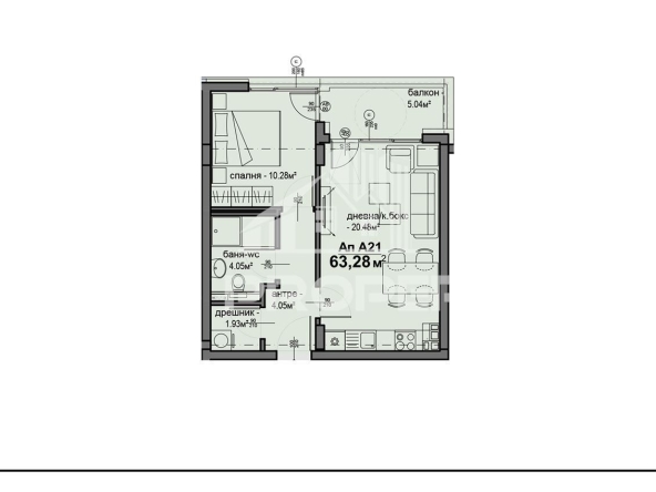 Двустаен апартамент в София, Люлин 5 - 63 кв.м за 1408 €/кв.м - Снимка #1
