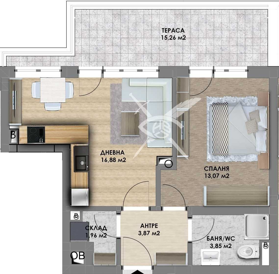 Двустаен апартамент в Пловдив, Христо Смирненски - 74 кв.м за 980 €/кв.м - Снимка #1