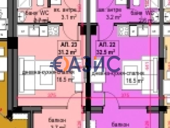 Едностаен апартамент в Приморско - 41 кв.м за 612 €/кв.м - Снимка #1