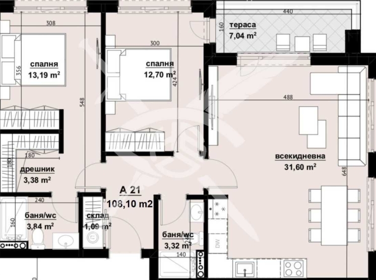 Тристаен апартамент в Бургас, Изгрев - 108 кв.м за 1112 €/кв.м - Снимка #1