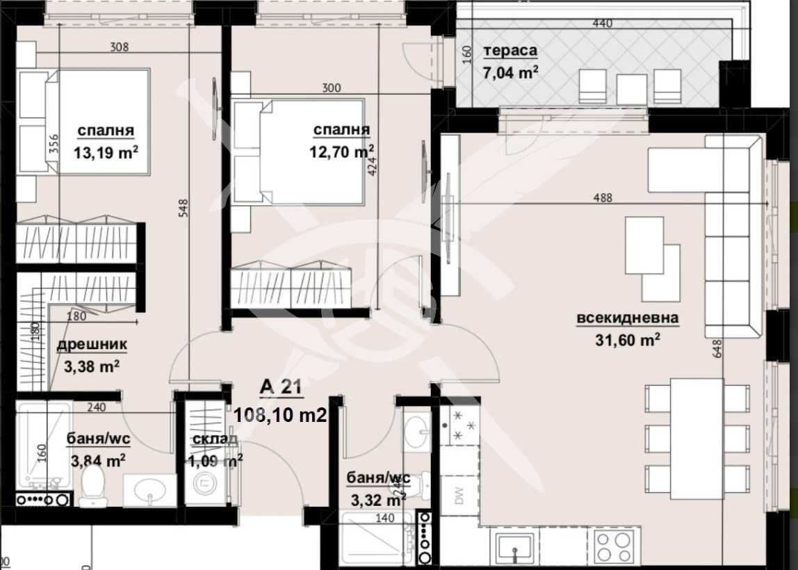 Тристаен апартамент в Бургас, Изгрев - 108 кв.м за 1112 €/кв.м - Снимка #1