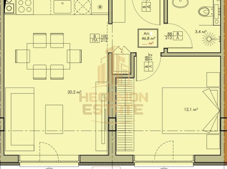 Двустаен апартамент в Варна, Владислав Варненчик - 53 кв.м за 1416 €/кв.м - Снимка #1