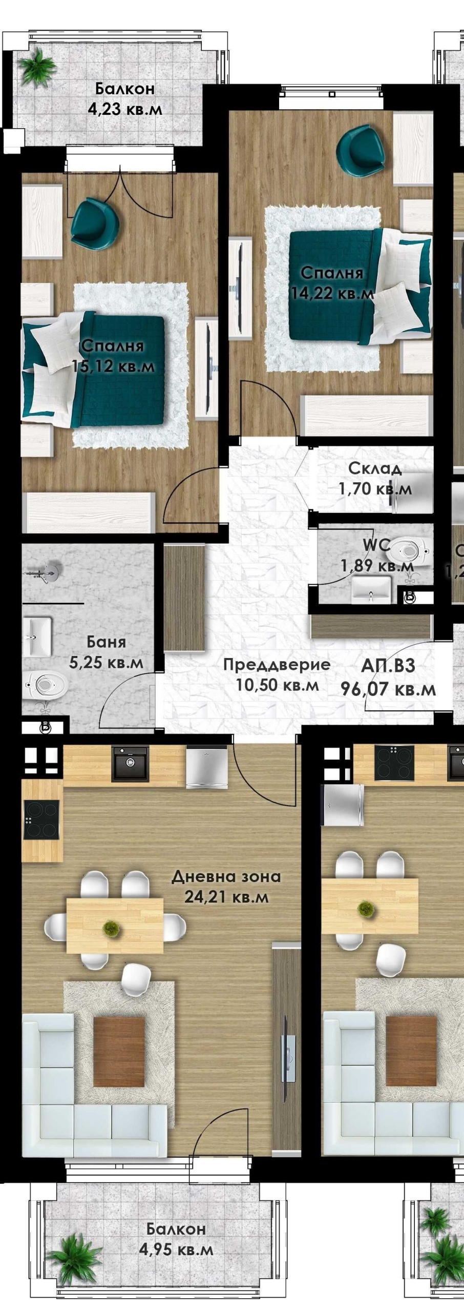Тристаен апартамент в Пловдив, Остромила - 111 кв.м за 720 €/кв.м - Снимка #1