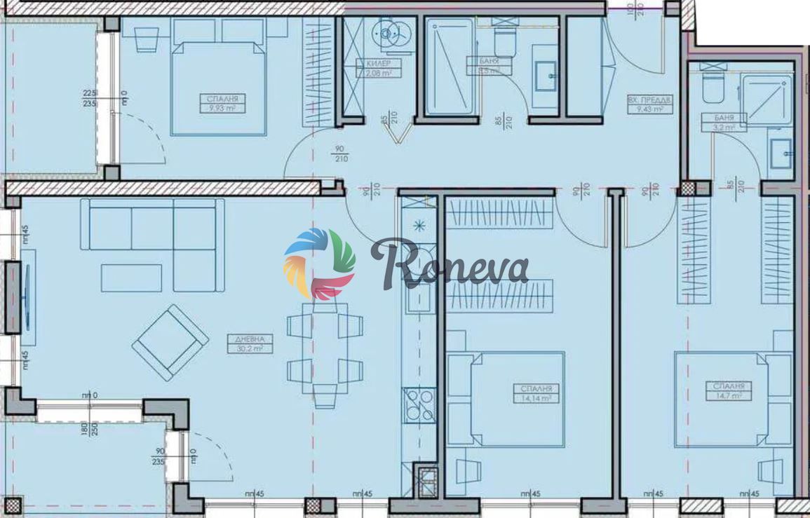 Четиристаен апартамент в Варна, Колхозен пазар - 131 кв.м за 635 €/кв.м - Снимка #1