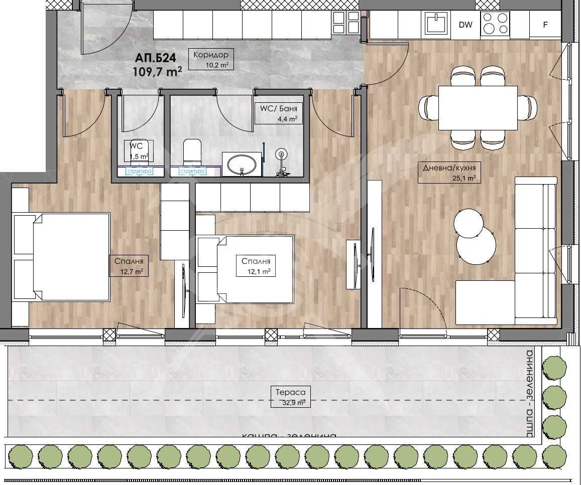 Тристаен апартамент в Пловдив, Кършияка - 123 кв.м за 555 €/кв.м - Снимка #1