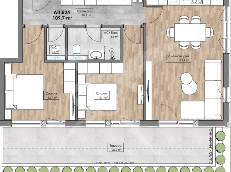 Тристаен апартамент в Пловдив, Кършияка - 123 кв.м за 1089 €/кв.м - Снимка #1