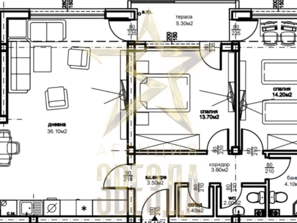 Тристаен апартамент в Пловдив, Южен - 115 кв.м за 866 €/кв.м - Снимка #1
