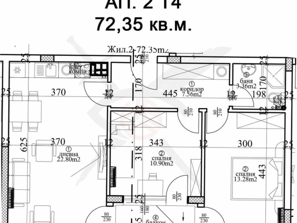 Тристаен апартамент в Варна, Гръцка махала - 100 кв.м за 1608 €/кв.м - Снимка #1