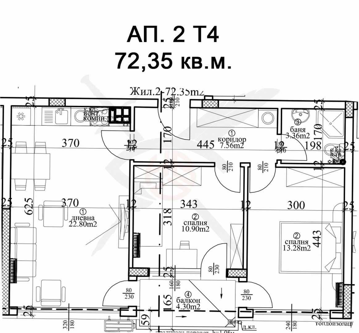 Тристаен апартамент в Варна, Гръцка махала - 100 кв.м за 1608 €/кв.м - Снимка #1