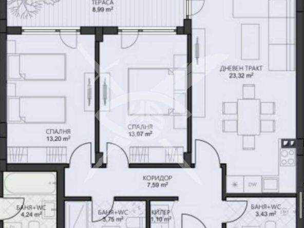 Тристаен апартамент в Варна, Владислав Варненчик - 96 кв.м за 959 €/кв.м - Снимка #1