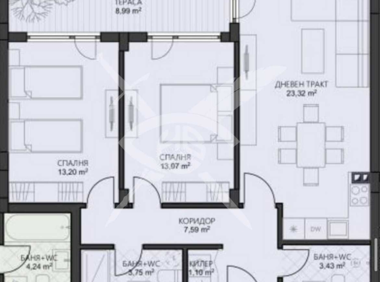 Тристаен апартамент в Варна, Владислав Варненчик - 96 кв.м за 959 €/кв.м - Снимка #1