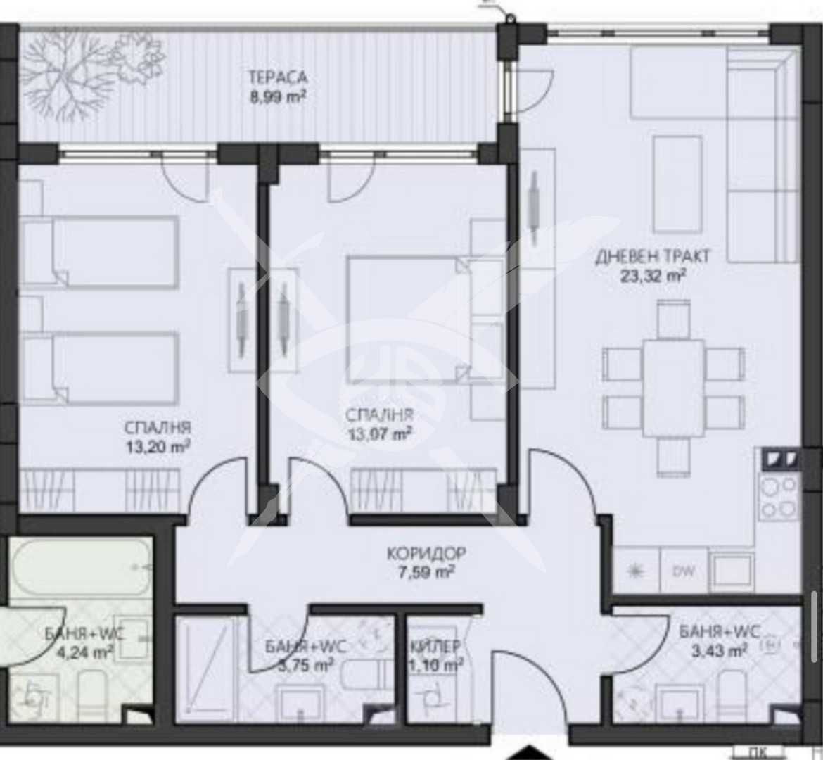 Тристаен апартамент в Варна, Владислав Варненчик - 96 кв.м за 959 €/кв.м - Снимка #1