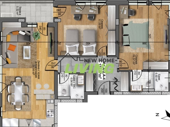 Тристаен апартамент в Пловдив, Христо Смирненски - 132 кв.м за 1486 €/кв.м - Снимка #1