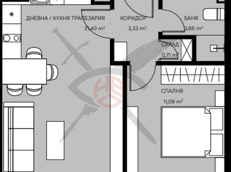 Двустаен апартамент в София, Кръстова вада - 67 кв.м за 1307 €/кв.м - Снимка #1